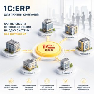 1С:ERP для группы компаний: как перевести несколько юрлиц на одну систему без доработок