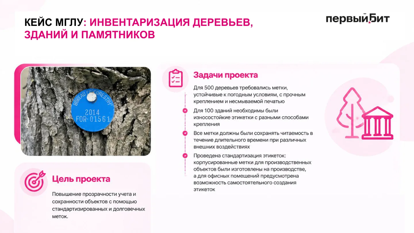 Метка на дереве и задачи проекта по маркировке деревьев, зданий и памятников
